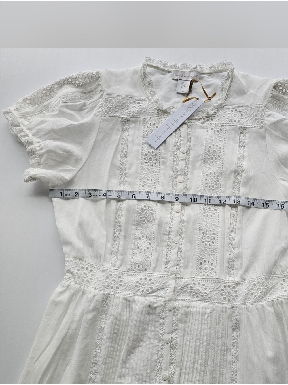 House of Harlow 1960 White Cotton Retro Lace Summer Maxi Dress Eyelet lace NWT - Picture 2 of 8
